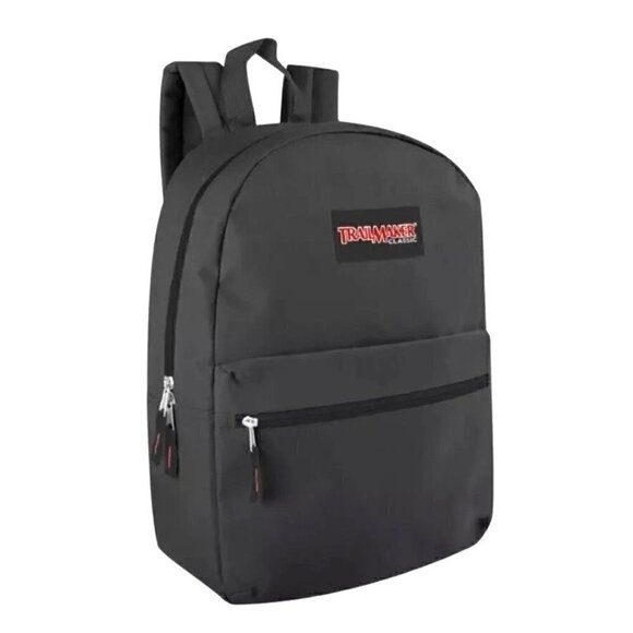 Trailmaker Classic Black Backpack with Adjustable Padded Shoulder Straps 17 Inch - Picture 1 of 4